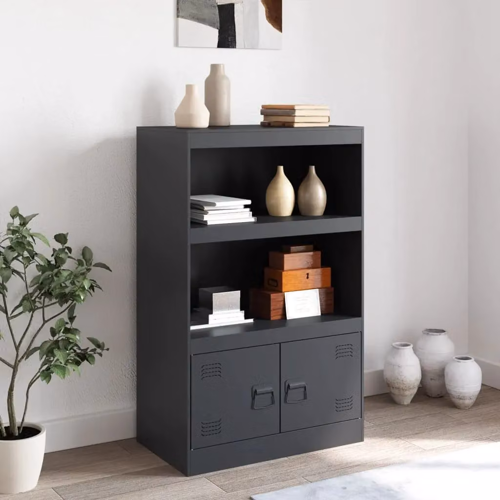 Berkfield Home Anthracite Steel Sideboard, W/D/H: 67 x 39 x 107 cm – 3