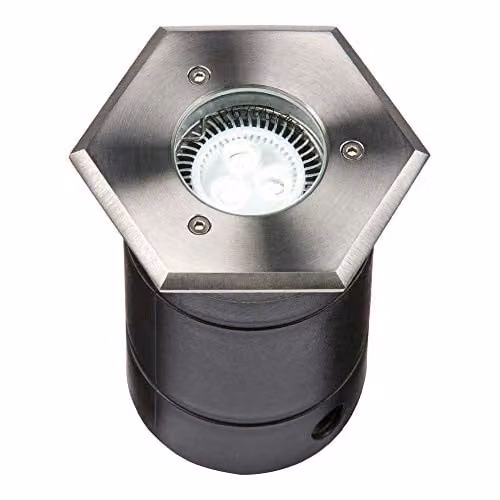 Netlighting Hexagon Stainless Steel LED Ground Recessed Walkover Driveover Garden Light in Grey