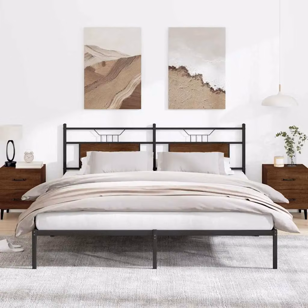 Berkfield Home Bed Frame in Brown Oak, Engineered Wood, W: 183 cm, D: 203 cm – 3