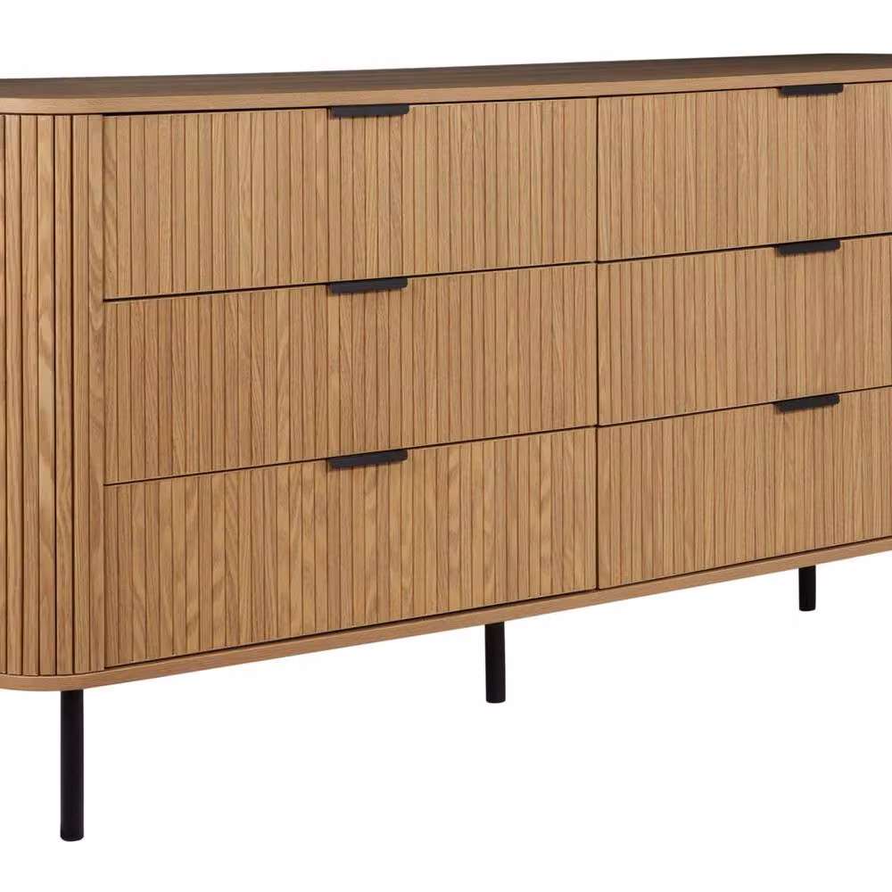 Wyld and Coco Retro Sideboard Chest of Drawers in Light Brown with Black Metal Legs – 2