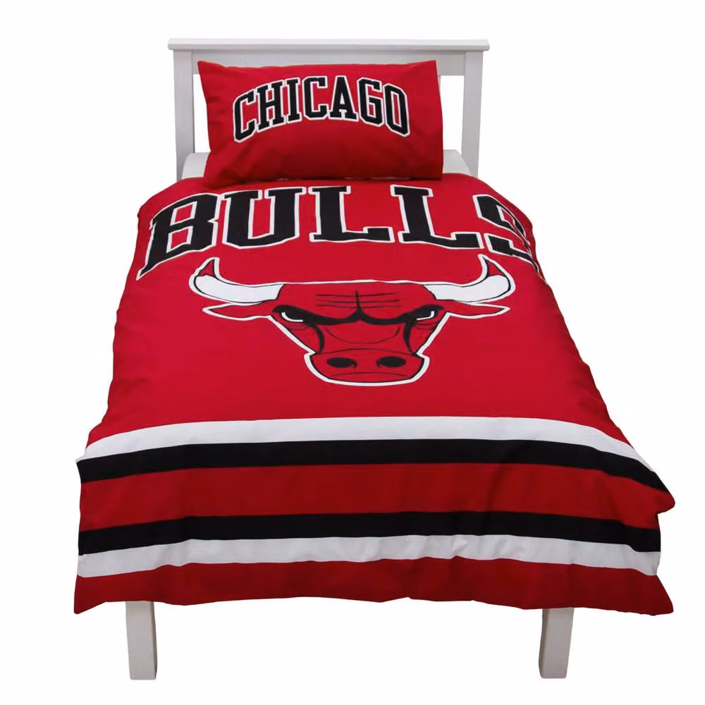 NBA Chicago Bulls Reversible Duvet Cover and Pillowcase Set, Red and Multicolour, W: 140 cm, H: 200 cm – 2
