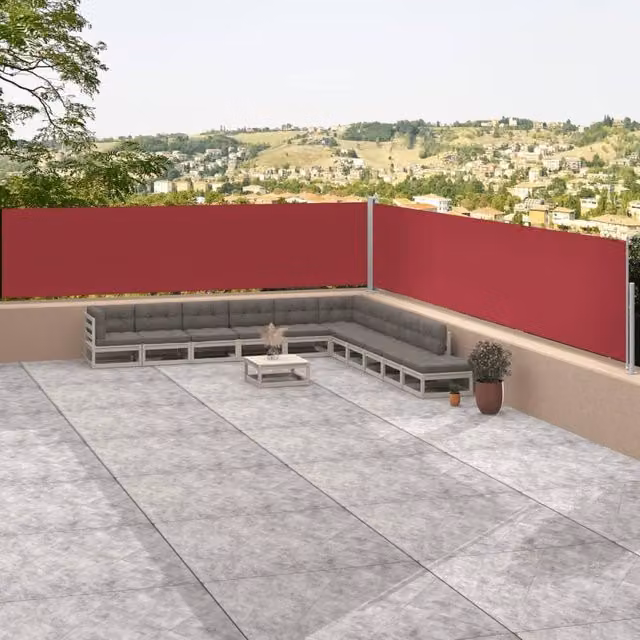 Berkfield Home Red Retractable Roller Side Awning, Polyester