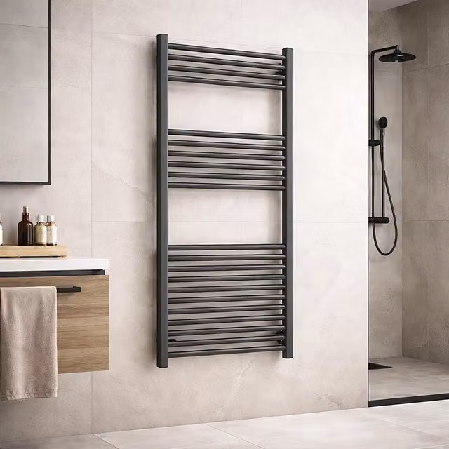 Lux Heat Anthracite Grey Steel Ladder Towel Radiator, H 120 cm x W 60 cm – 3