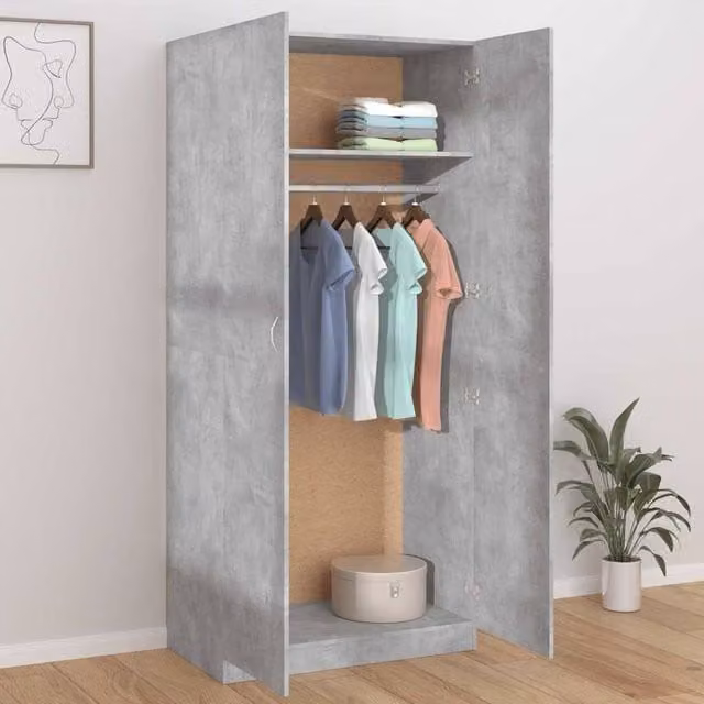 Berkfield Home Modern Wardrobe in Concrete Grey, W/D/H: 90 x 52 x 200 cm – 1