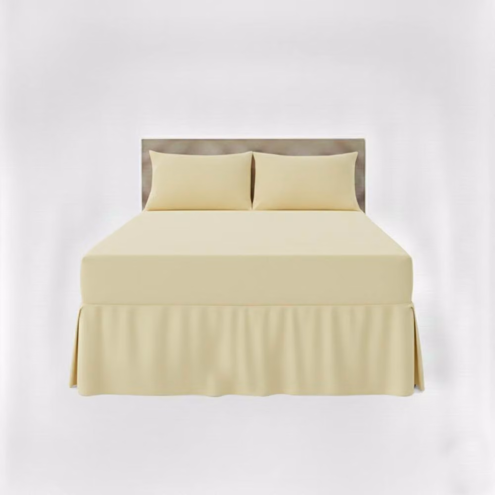 Snug City Double Fitted Valance Bed Sheet with Frill in Yellow, Polycotton, 140 x 200 cm – 2
