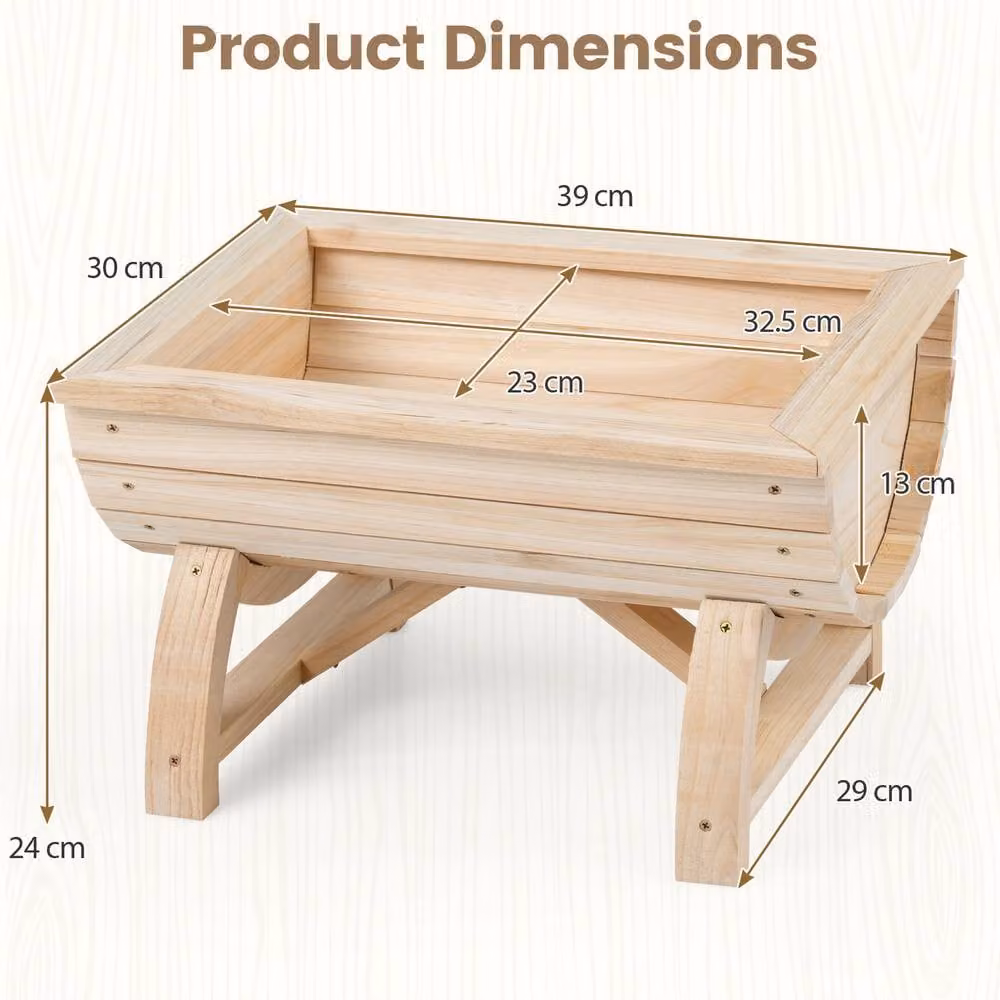 Costway Set of 2 Raised Wood Garden Beds, Elevated Half-Barrel Planter Boxes in Brown and Sand – 2