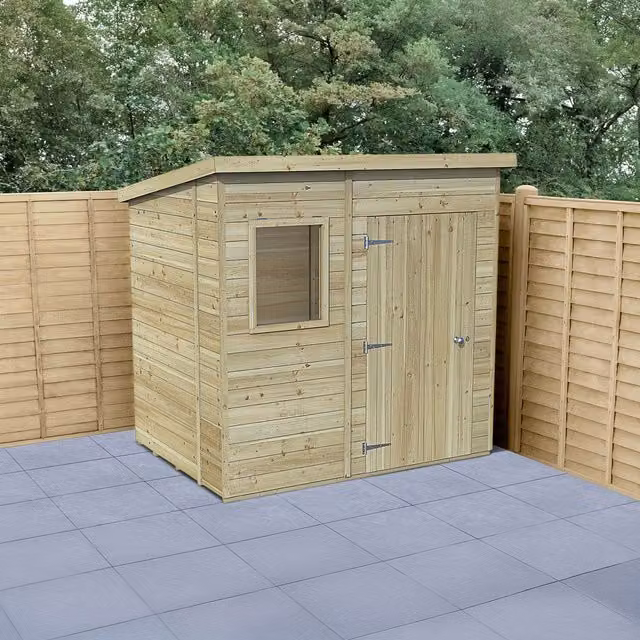 Forest Garden Timberdale T&G Pent Shed in Brown Wood