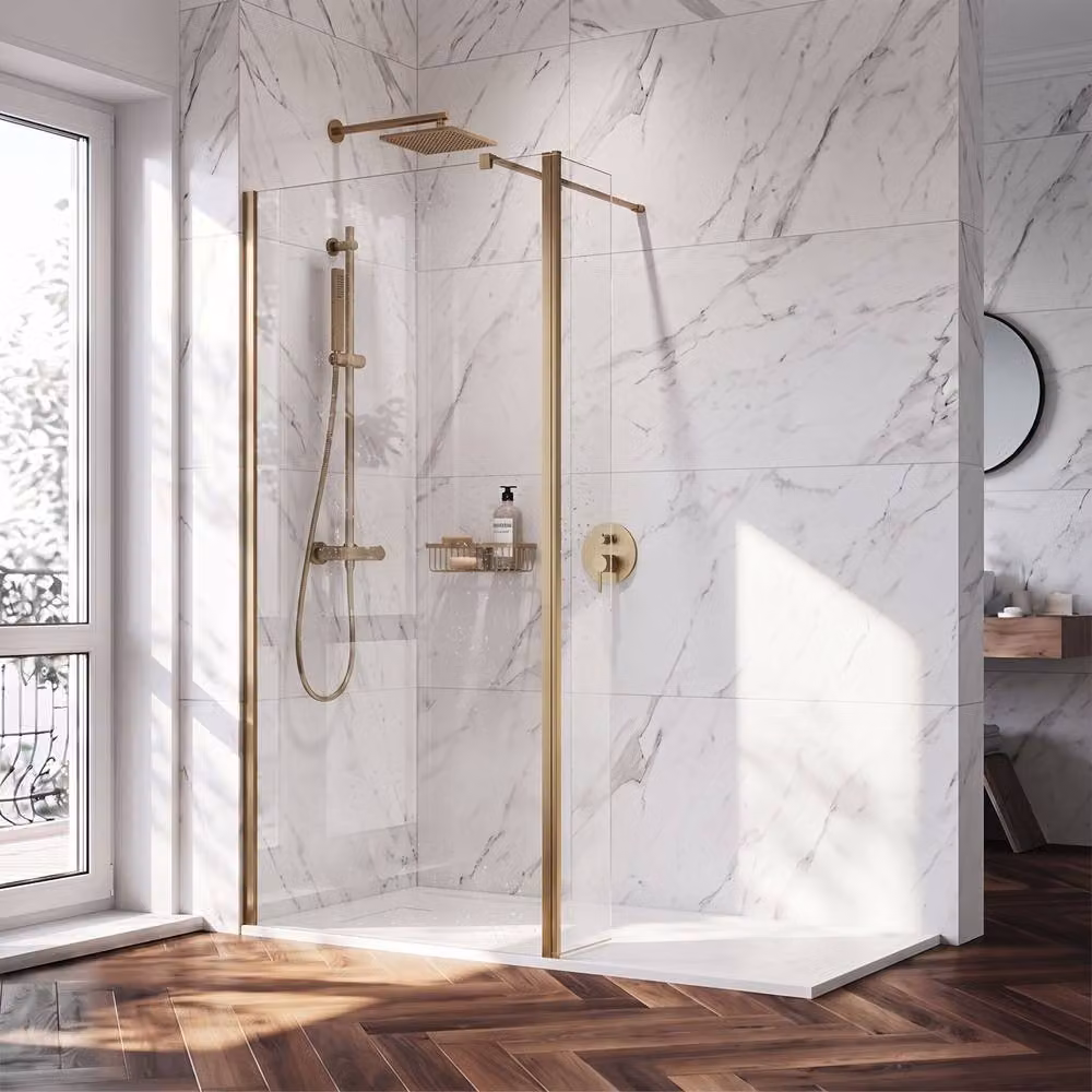 Balterley Brushed Bronze Walk-In Wetroom Panel, Brown, H: 185 cm x W: 32.2 cm x D: 8 cm – 1