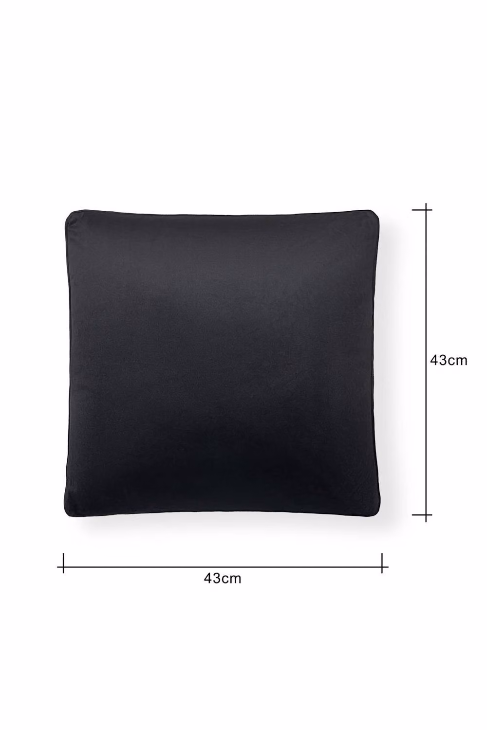 BHS Small Black Velour Square Piped Cushion, W: 43 cm x D: 43 cm x H: 1 cm – 3