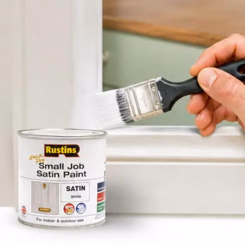 Rustins Quick Dry Water Based Satin Wood Paint, White, 250ml – 2
