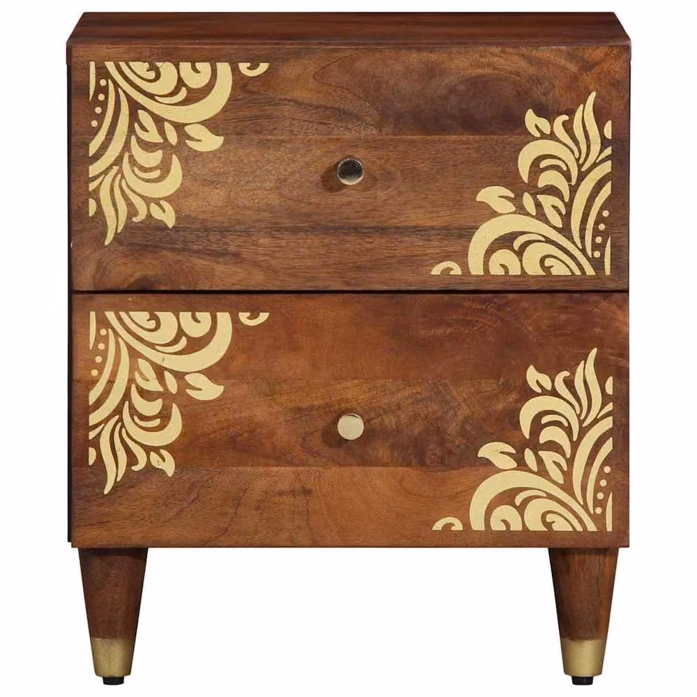 Berkfield Home Traditional Bedside Cabinets, Set of 2, Brown Solid Mango Wood, W/D/H: 40 x 33.5 x 46 cm – 3