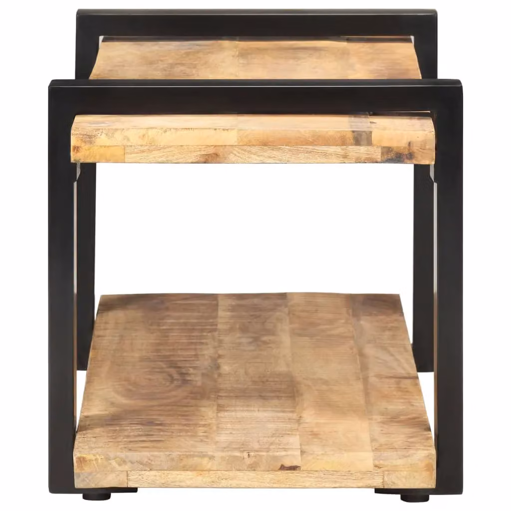 Berkfield Home Industrial TV Cabinet in Brown Rough Mango Wood and Metal, W/D/H: 90 x 40 x 40 cm – 3