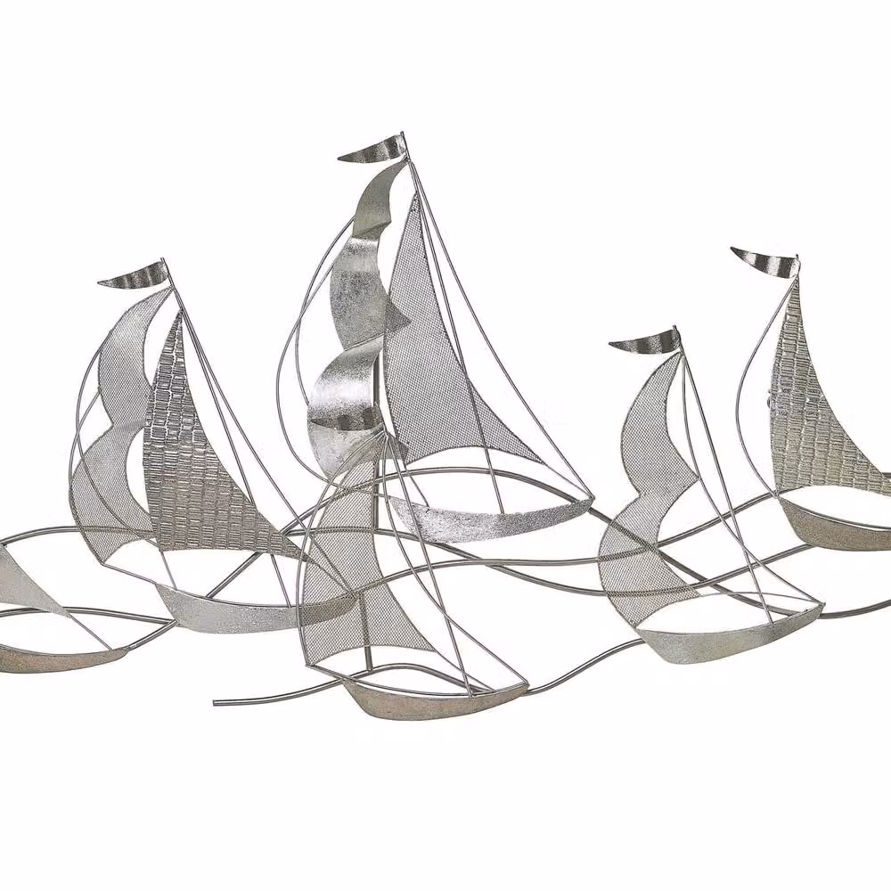 Wyld and Coco Silver Boats 3D Metal Nautical Wall Art – 2