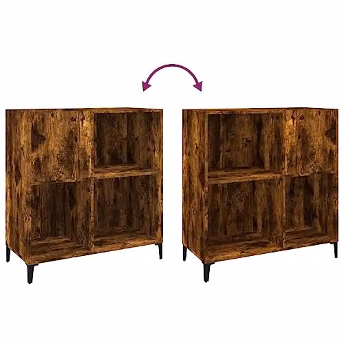 vidaXL Record Cabinet in Smoked Oak, Brown Engineered Wood, W: 84.5 cm, D: 38 cm, H: 89 cm – 5