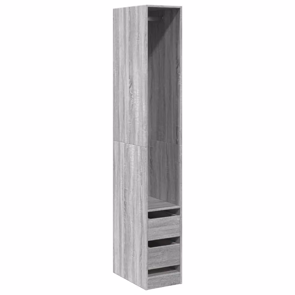 Berkfield Home Sonoma Grey Wardrobe with Internal Drawers, W/D/H: 30 x 50 x 200 cm – 2