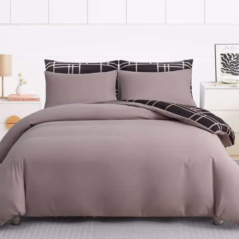 Grace Premium Microfibre Duvet Cover Set in Brown, Super King, 200 x 200 cm