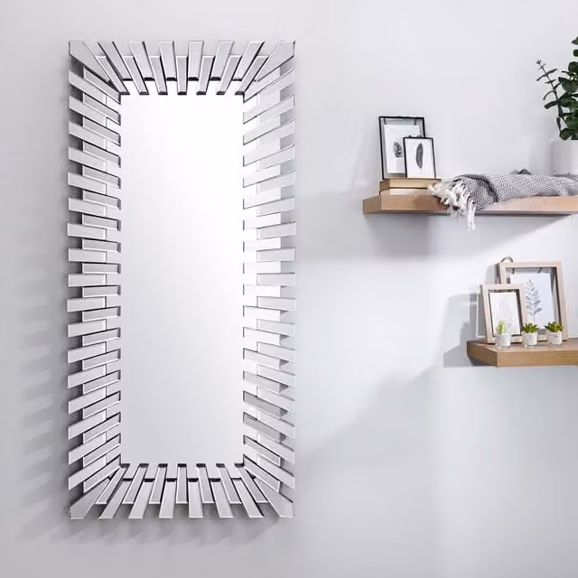 FurnitureboxUK Starburst Large Modern Rectangular Wall Mirror in Silver, W: 170 cm, H: 80 cm
