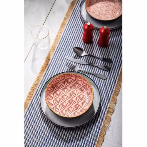 Mikasa Blue Geometric Glazed Stoneware Pasta Bowl, 21 cm – 3