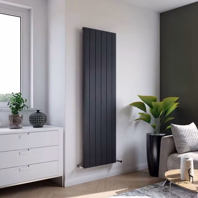 Bathroom Kingdom Eris Anthracite Vertical Wall Hung Radiator in Grey, H: 1800 mm, W: 280 mm – 1