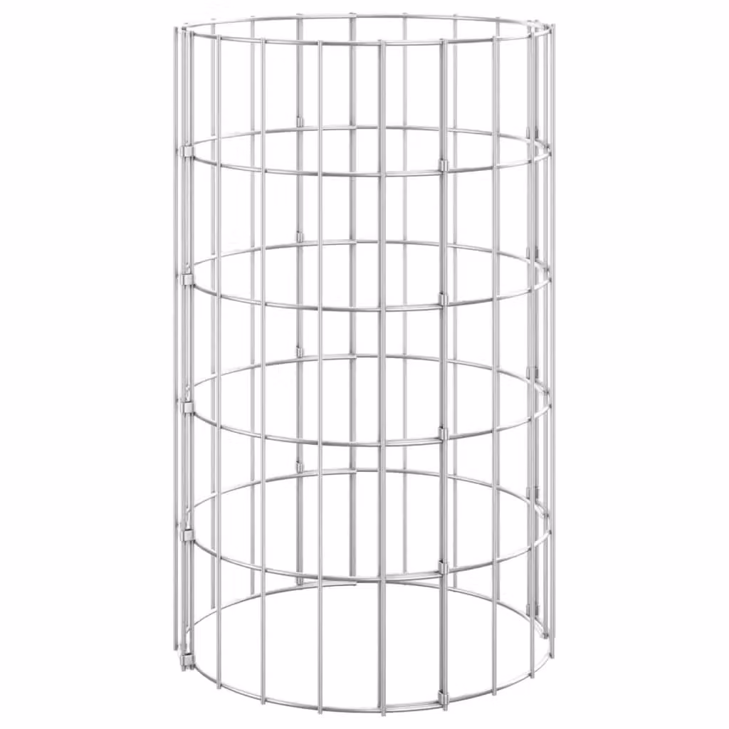 Berkfield Home Circular Gabion Pole in Galvanised Steel, Silver, W/D/H: 30 x 30 x 50 cm – 2