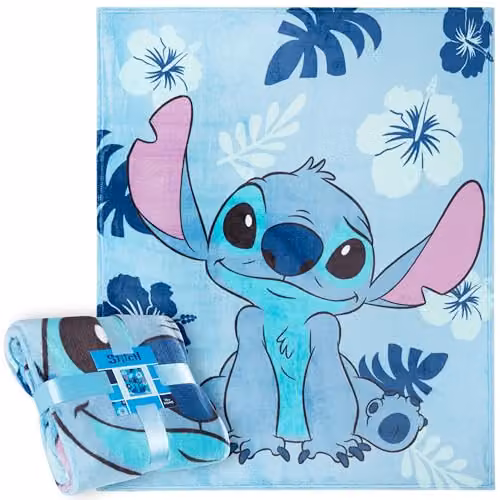 Disney Stitch Blue Fluffy Fleece Blanket, W: 150 cm, D: 130 cm