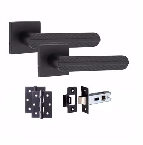 Golden Grace Lima Door Handles with Hinges, Matt Black Finish, 1 Set – 1