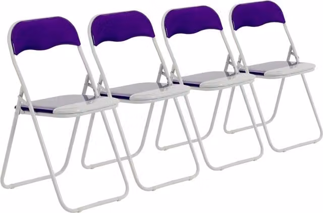 Harbour Housewares Purple Padded Folding Chairs, Pack of 4