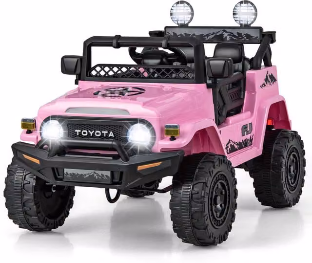 Costway Pink Electric Ride On Toy Car with Brake and Rechargeable Battery