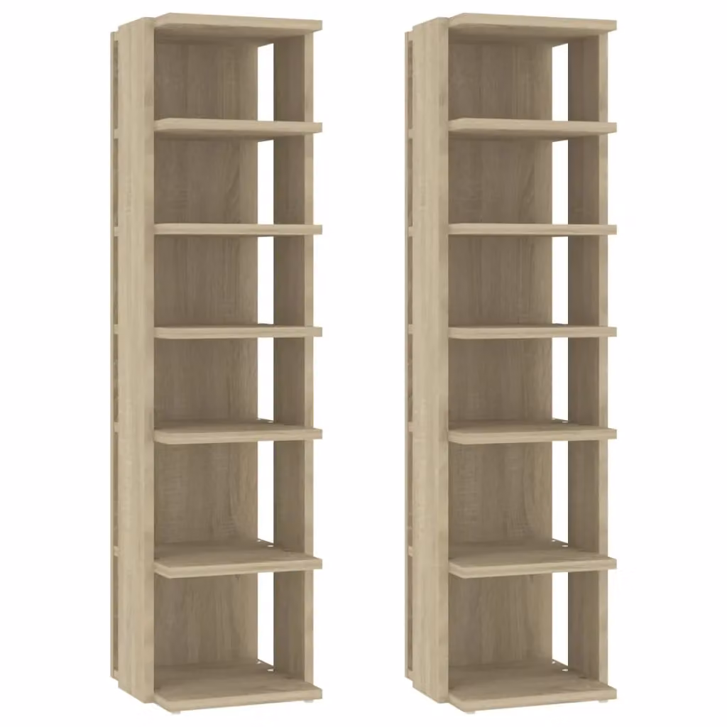 Berkfield Home Set of 2 Sonoma Oak Shoe Cabinets in Brown, W/D/H: 25 x 27 x 102 cm – 2