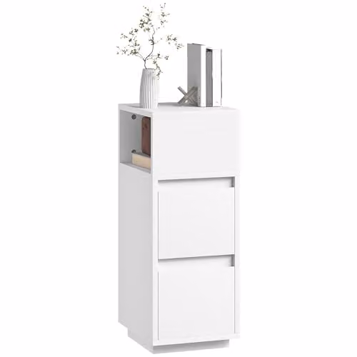 HOMCOM Slim White Modern Bedside Table, W: 30 cm, D: 25 cm, H: 65 cm – 1