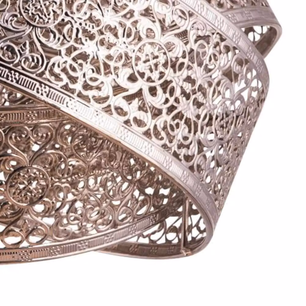 First Choice Lighting Moroccan Style Round Layered Ceiling Light Shade in Silver and Chrome – 5