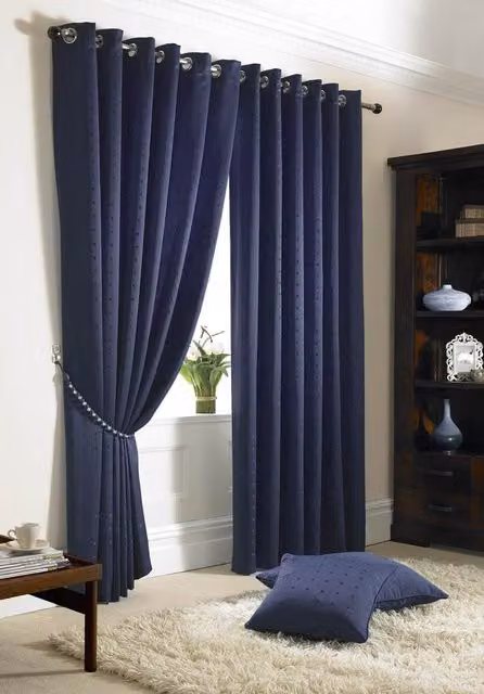 Terrys Blue Opaque Eyelet Curtains W: 168 cm, H: 183 cm