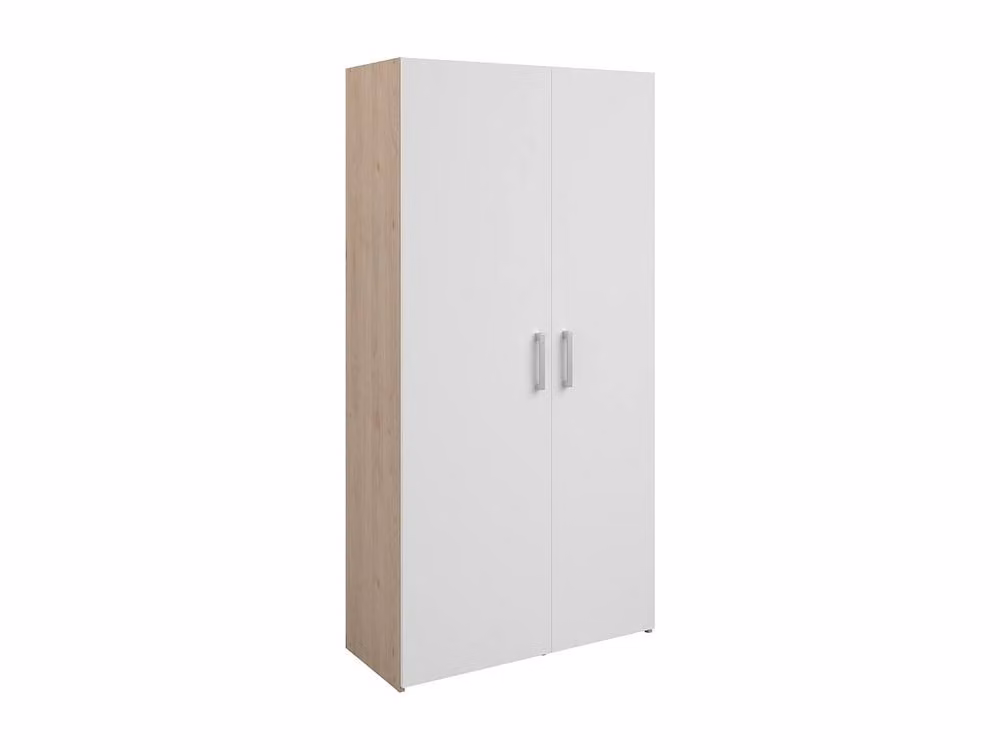 Vente-unique Freestanding Laundry Room Storage Unit in White and Light Oak, W: 92 cm, D: 41.3 cm, H: 184.4 cm – 2