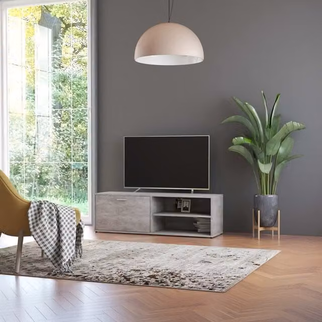 Berkfield Home Modern TV Cabinet in Concrete Grey, W/D/H: 120 x 34 x 37 cm – 1