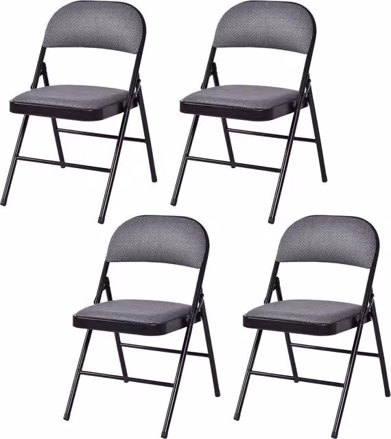 Costway 4-Piece Set of Grey Fabric and Metal Folding Chairs