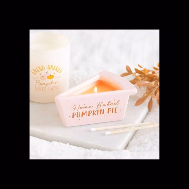 KDMD Home Baked Pumpkin Pie Ceramic Candle with Pie Dish in Pink