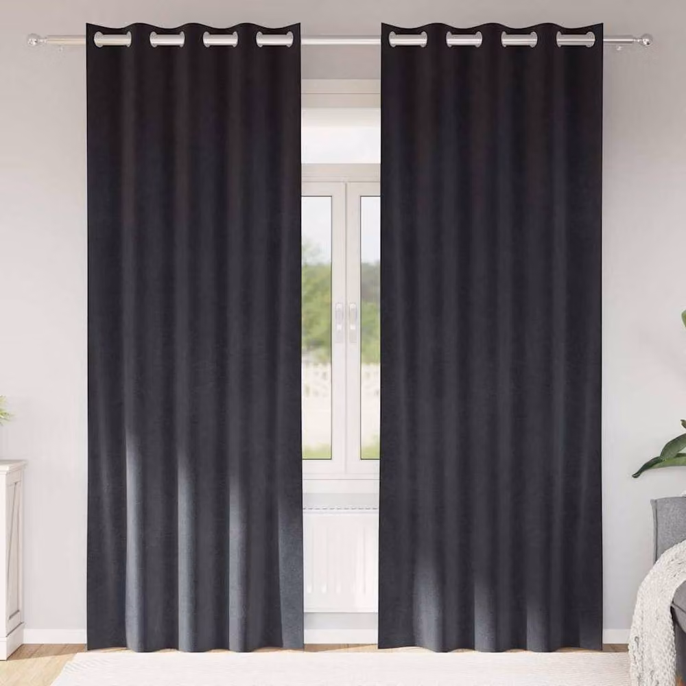 Berkfield Home Dark Grey Velvet Blackout Curtains with Eyelets, 2 Pack, W: 140 cm, H: 260 cm – 2
