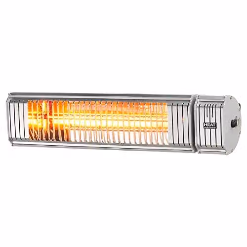 Shadow XT 2kW Oscillating Electric Infrared Patio Heater with Bluetooth Remote Control, Silver