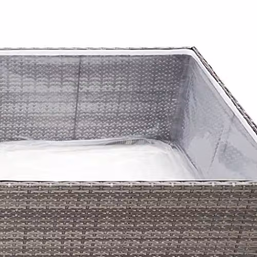 vidaXL Grey Poly Rattan Garden Planter Tub W: 80 cm, D: 80 cm, H: 40 cm – 2