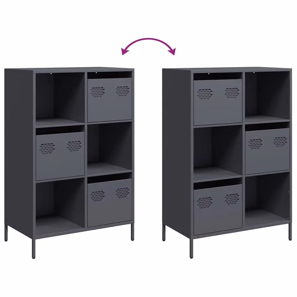 Berkfield Home Anthracite Steel Highboard with Internal Shelves and Drawers W/D/H: 68 x 39 x 103.5 cm – 4