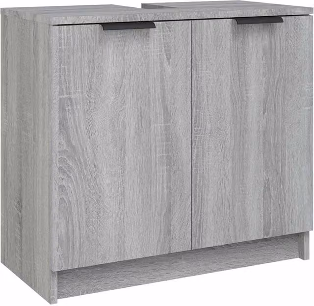 Berkfield Home Grey Sonoma Wall Mounted Bathroom Cabinet with Hinged Doors, W: 64.5 cm, D: 33.5 cm, H: 59 cm
