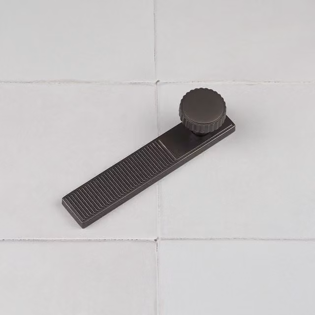 Handle & Home Matt Anthracite Grey Ribbed Bar Handles and Coordinating Knobs in Zinc