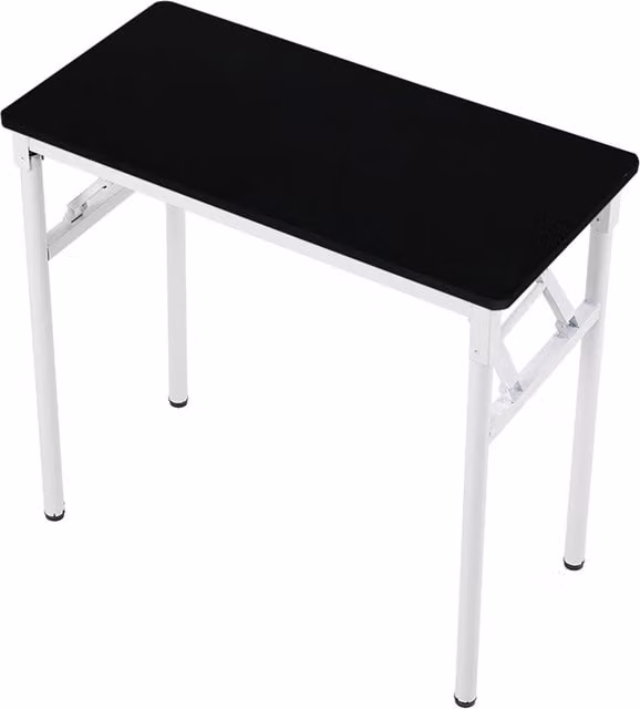 Livingandhome Modern Folding Computer Desk in Black with MDF Laminate Top and Metal Legs