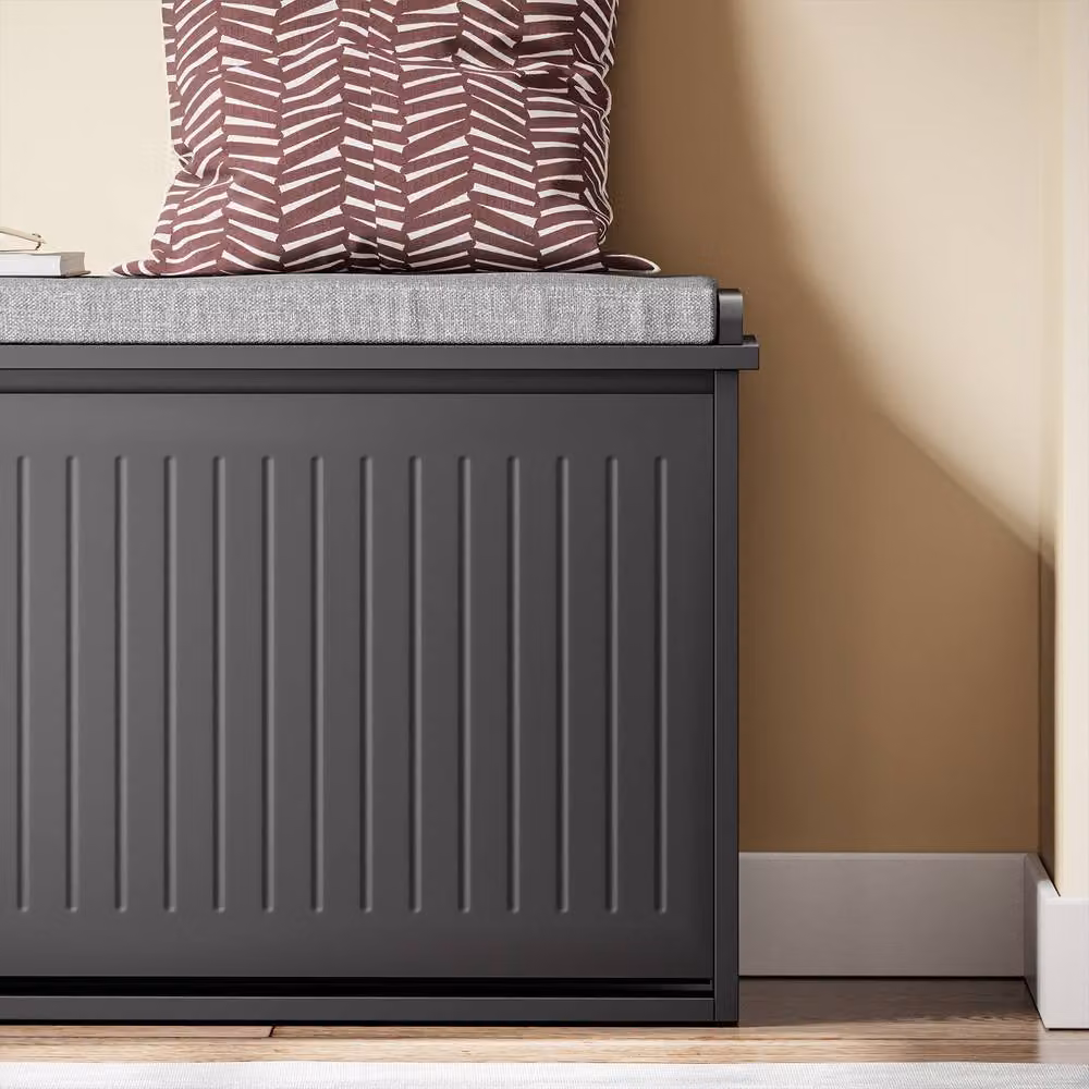 SoBuy Modern Grey Fabric Upholstered Shoe Rack and Hallway Bench – 4