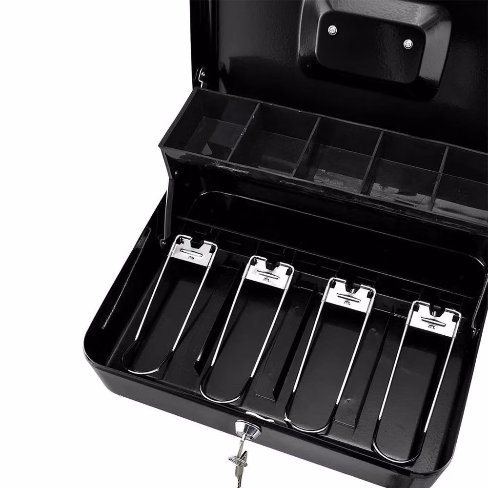 Spetlek Black Heavy Duty Steel Cash Box Security Money Storage with Lid – 3