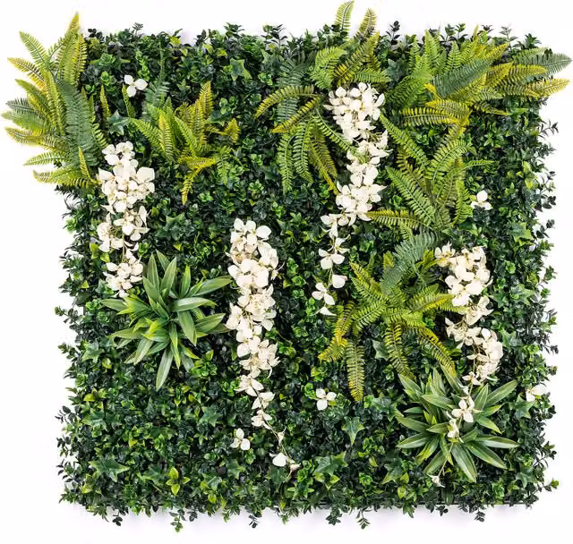 Christow Artificial Wisteria Living Wall, 4 Piece Set, White