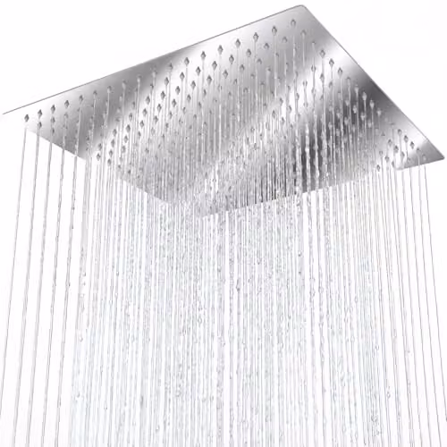 tectake Rainfall Shower Head in Polished Stainless Steel with Swivel and Tiltable Ball Joint, Square Overhead Design with Limescale-Repellent Silicone Nozzles, W: 30 cm x D: 30 cm, Silver