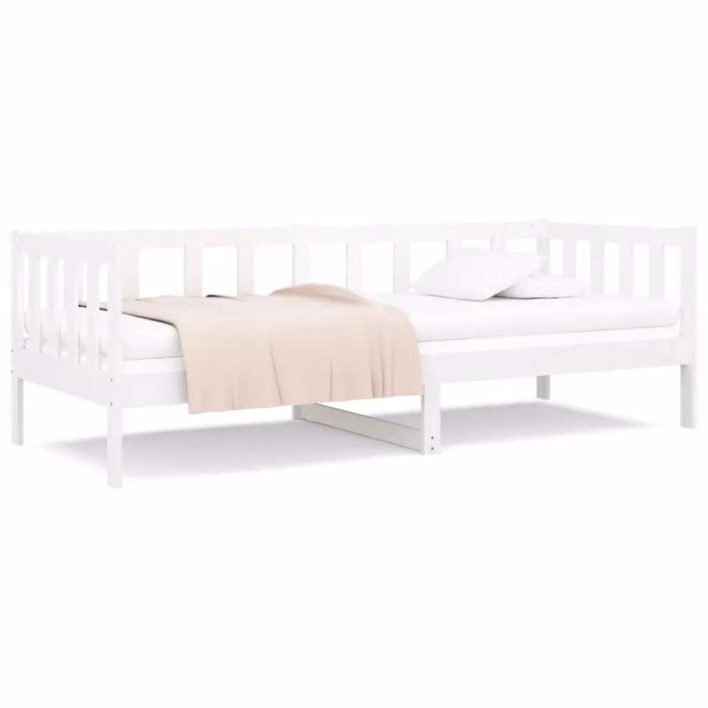 Berkfield Home White Lacquered Solid Pine Wood Day Bed W/D/H: 80 x 200 cm – 2