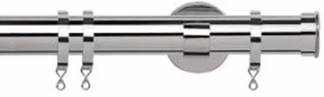 NewEdgeBlinds 35mm Metal Straight Curtain Pole Set with End Cap Finials in Silver, Length: 400 cm