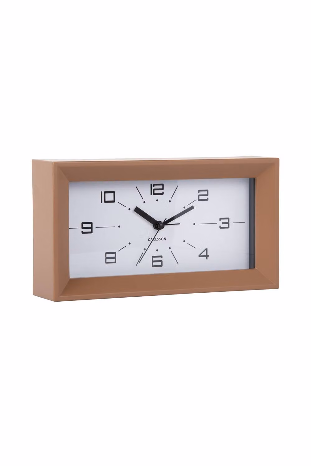 Present Time Karlsson Lujo Rectangle Analog Alarm Clock in Mocha Brown Wood – 4